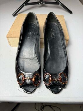 Gucci Jolene Ballet Flats, Black Patent, Sz 8